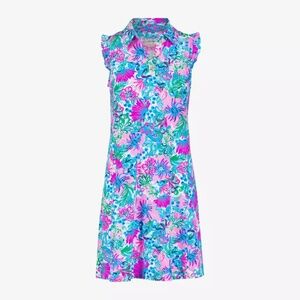 Lilly Pulitzer Luxletic Pink Blue Green Tropical Print Sleeveless Dress